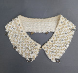 Vintage Beaded Crochet Collar, Ribbon, Pearls and Rhinestones, 1950s, Sweater, Blouse or Jacket