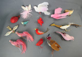 Vintage Lot of 15 Feather Birds, Millinery, Crafts, Pink, Red, Hummingbird, Dove, Quail