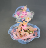 2 Vintage Plastic Basket Favors with Ballerinas and Tiny Flowers, 1960s Novelty
