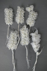 Lot of 38 Small Sheer White Mesh Butterflies, glitter or pearls 1960s