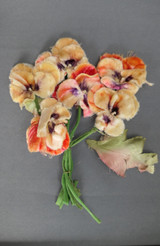 Vintage Peach Velvet Pansies Millinery Hat Flowers 1940s