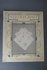 Vintage Needlecraft Magazine August 1924, Crochet & Knitting instructions, Sewing and Embroidery, USMC Pillow topper, Whirling Logs lace trim