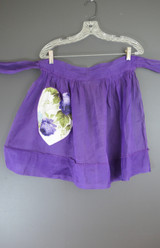 Vintage Sheer Purple Organdy Apron with Floral Heart Pocket, 1950s