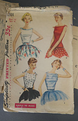 Vintage 1950s Sleeveless Summer Blouses Pattern, Simplicity 1201, 34 bust
