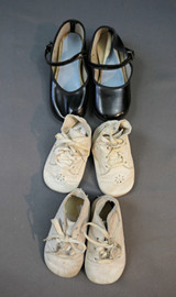 3 Pairs of Vintage Children's Shoes 1950s 1960s, well worn, damaged
