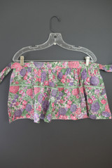 Vintage Short Floral & Fruit Apron with 6 Pockets, handmade 1960s, pink purple green