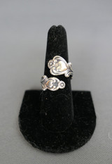 Vintage Sterling Wrap Ring, Treasured Hearts by Avon, size 8 adjustable, 1970s, bypass