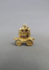 Vintage Jeweled Carriage with Purple Stones, Charm Pendant, issues