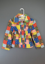 Vintage Little Girl Toddler Patchwork Print Jacket with Elastic Waist, 1970s Toddler