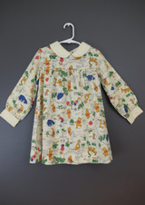 Vintage Little Girl Dress Winnie The Pooh, 1980s Sears, size 6, Novelty Print