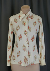 Vintage Art Deco Ladies Blouse, 1970s Nylon Flappers, 34 bust