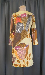 Vintage Abstract Print Dress by Giancarlo by Agatha, Italy, 36 bust polyester knit shift