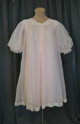 Vintage Pink Peignoir Set, 1960s, 36 bust, Nightgown & Sheer Robe, Shadowline Small