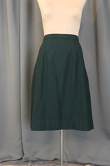 Vintage Dark Green Wool Skirt, 1960s, 25 inch waist, Black Diamond