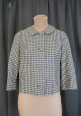 Vintage Grey Wool Plaid Pendleton Tailored Suit Jacket, 36 bust 1960s