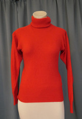 Vintage 1980s Red Sweater Turtleneck, 32 bust, lambswool and angora