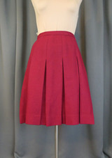 Vintage Raspberry Wool Skirt, 1960s Pleated  24 inch waist