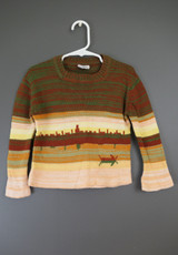 Vintage Little Girl Brown Striped Sweater, 1970s