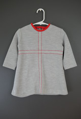Vintage Little Girl Grey Dress with Red Trim, 1970s 1980s
