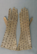 Vintage Brown Leather Knots Gloves, 1930s  Hansen made in Czechoslovakia, XS sz5, unworn