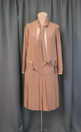 Vintage 1920s Silk Dress and Embroidered Jacket, Cream & Brown, issues