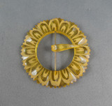 Vintage 1930s Dress Belt Buckle, Carved Apple Juice Bakelite, 2-1/2