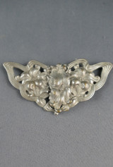 Antique Art Nouveau Belt Buckle, Flowers, 1900s