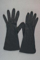 Vintage Black Rayon Gloves 1940s XXS size 5, issues