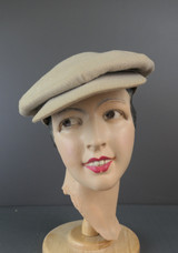 Vintage 1920s Newsboy Cap Hat, Herringbone Wool Gatsby, 23 inch head, issues