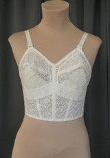 Vintage Longline Lace Bra DAMAGED 36B 1950s, Sweet Music Maidenform, spoke stitched cups