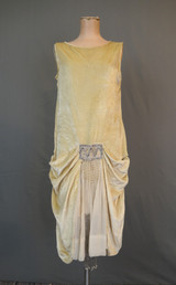 Vintage 1920s DAMAGED Velvet Dress with Beads, Wedding Rhinestones and Pearls, not wearable
