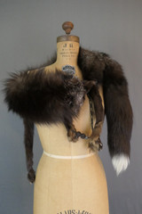 Vintage 1930s 1940s Fox Fur Stole, Full Body Shoulder Wrap, 53 inches