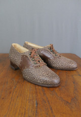Vintage 1930s Two Tone Oxfords Shoes, Textured XS US sz 4-1/2