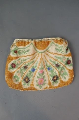 Antique Beaded Purse Body, 1920s, DAMAGED Yellow and Flowers