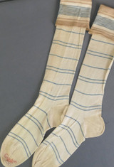 Vintage Boy's Light Striped Socks with Cuffs, 1920s 1930s for Knickers by Gordon
