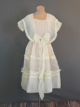 Vintage 1920s Sheer Yellow Organdy Dress with Ruffles, fits 34 bust