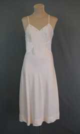 Vintage Peach Rayon Satin Full Slip, 36 bust 1940s 1950s, some issues