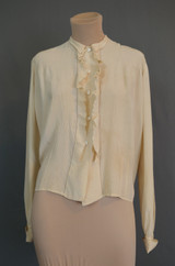Vintage 1920s Cream Silk Blouse, 36 bust, Made in France Neiman Marcus Co., issues