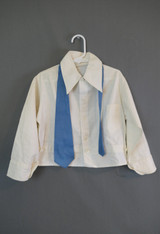 Vintage 1930s Little Boy's White Shirt with Blue Tie, Tom Sawyer age 7 label