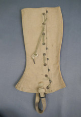 Vintage WWI US Military Canvas Spats Leggings, Lace Up Grommets 1918