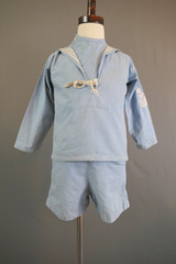 Vintage Little Boy's Sailor Suit 3 Piece Set, 1920s Chambray, Made in England, issues