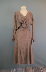 Vintage 1930s STYLE Day Dress with Vest, 38 bust, made from 30s Pattern in 1990s