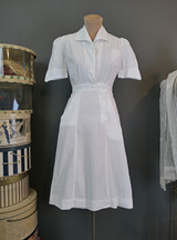 Vintage 1940s White Cotton Nurse Uniform, WWII era, fits 33 bust Dress, issues