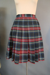 Vintage Red & Black Plaid Pleated Skirt, wool, 1960s, 25 waist