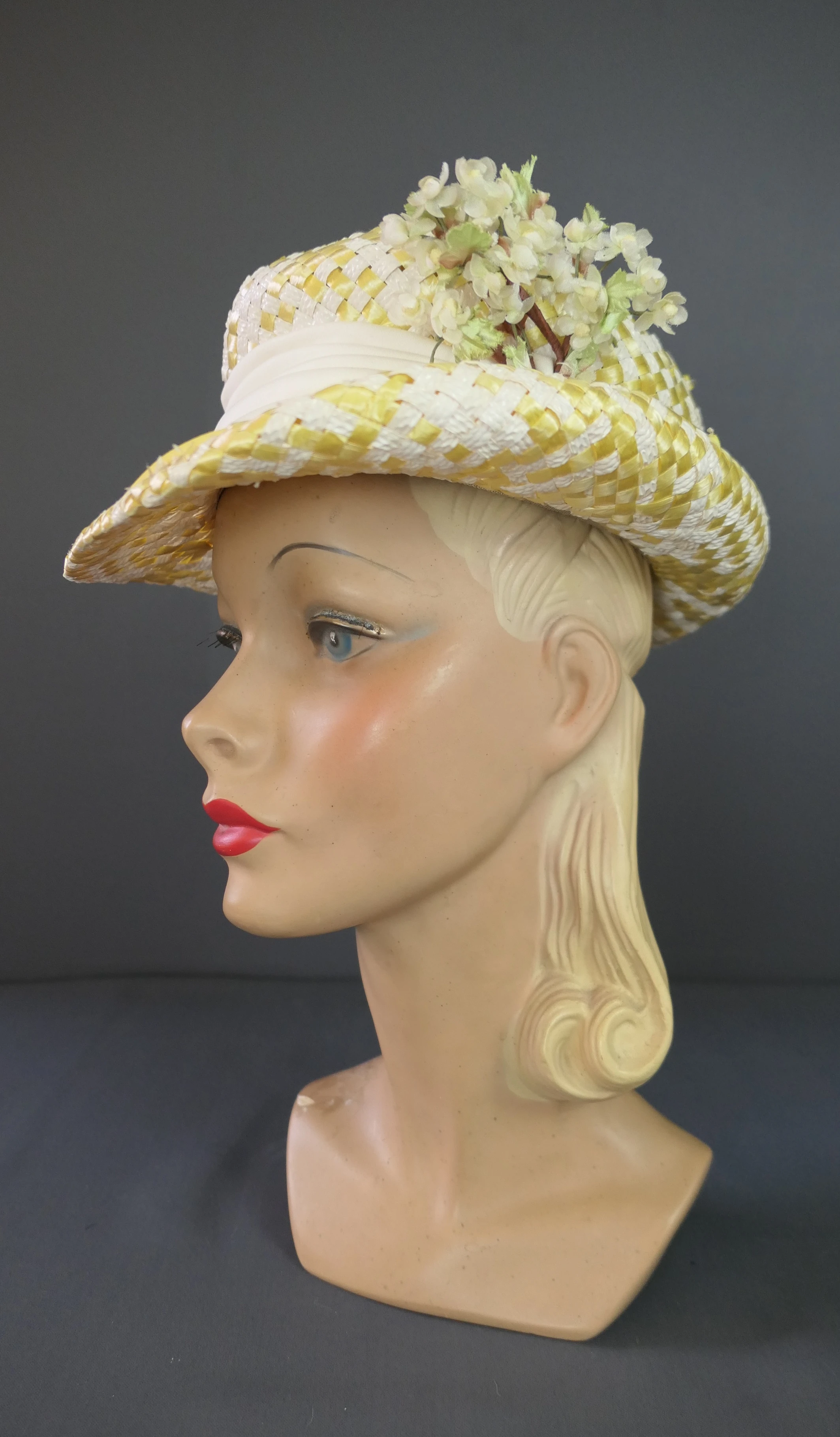 Vintage 1960s Mr John Classic pink 2-tone hat Vintage 1960s Mr John Jr Puffy Bubble Toque Hat Black and  main image 2