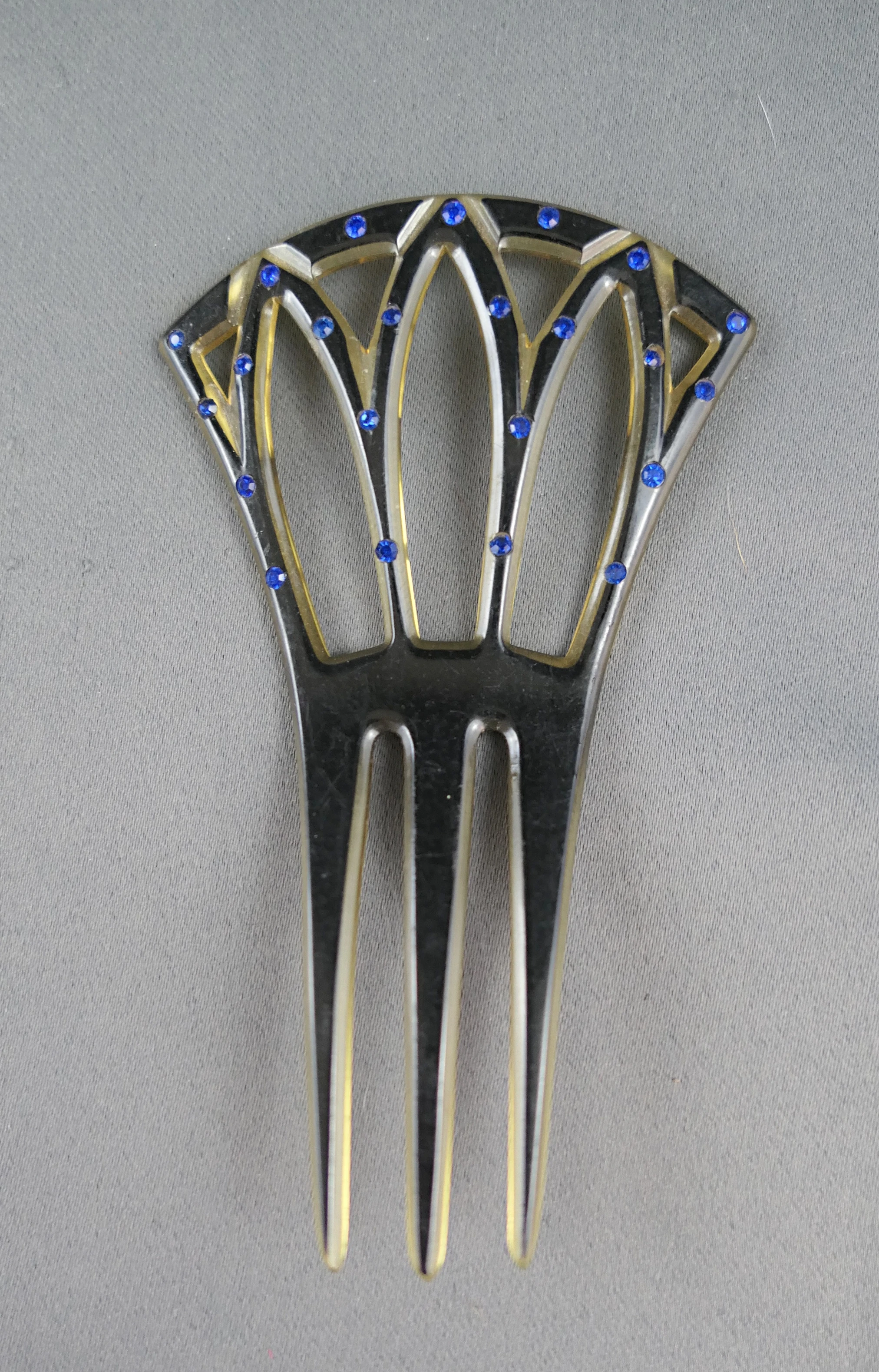 Vintage Art Deco Carved Hair Comb, 1920s Celluloid with 