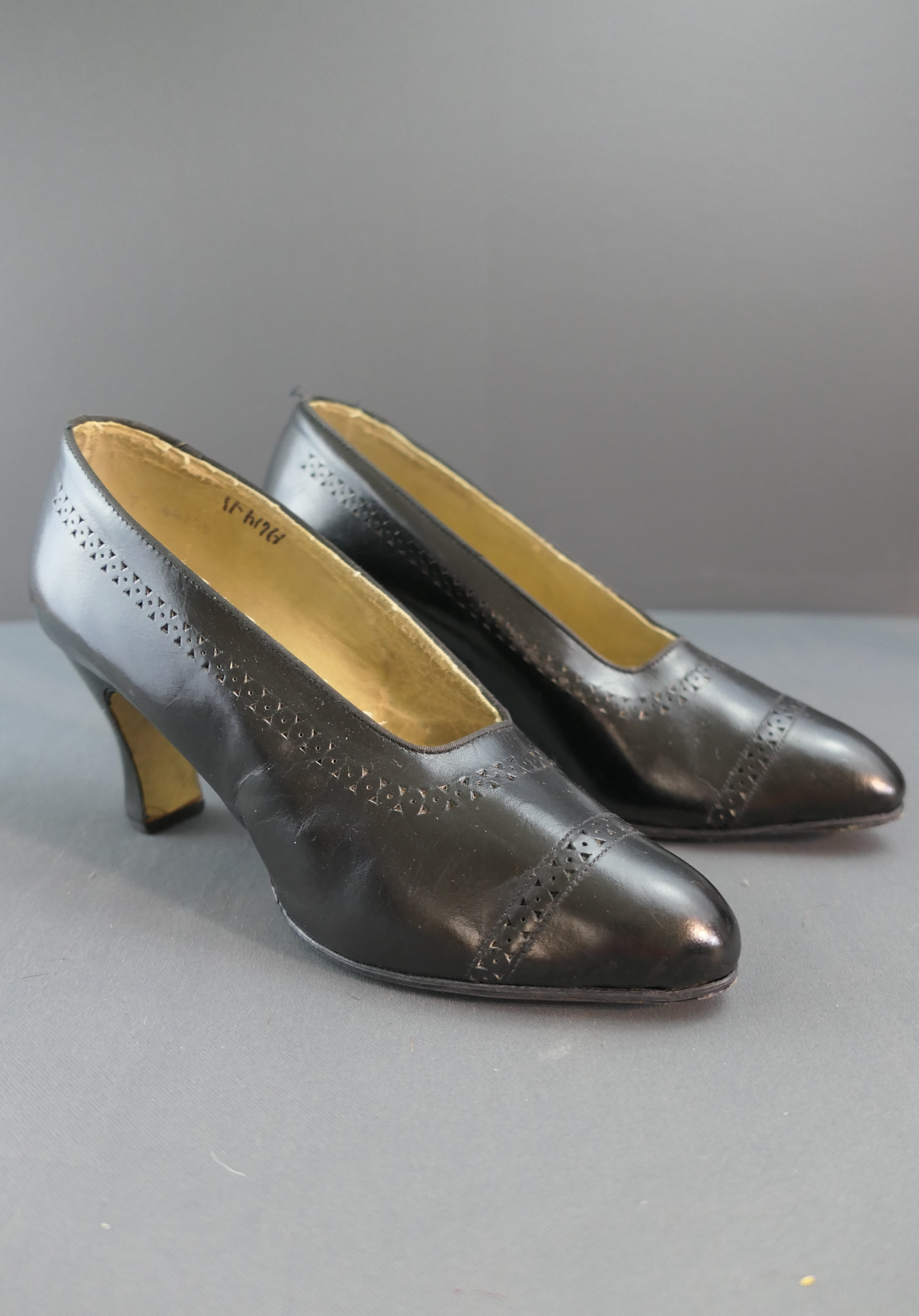 1937年 30s STAR BRAND SHOES アンティーク クリップ Vintage Black Leather Shoes 1920s 1930s Pumps US sz8 narrow