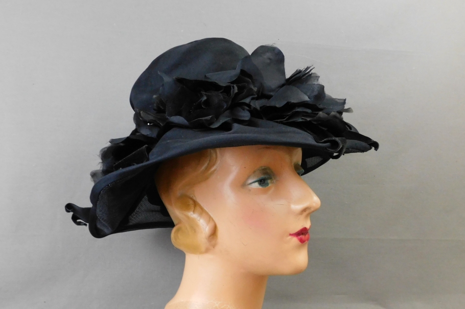 Vintage Sheer Black Organdy Hat with Wide Brim, 21 inch head 1960s ...