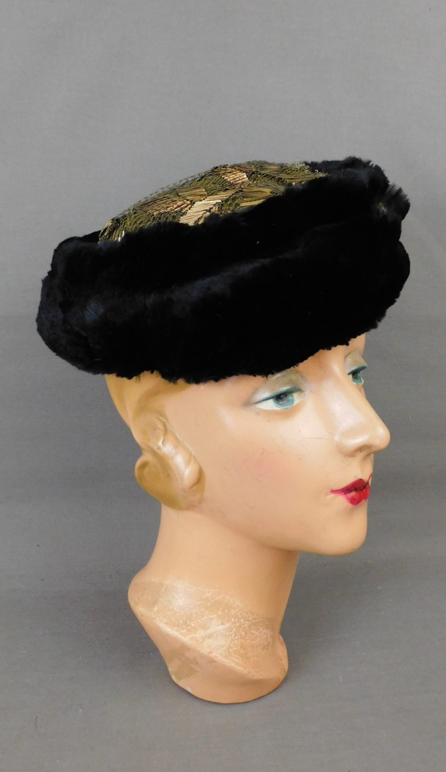 Vintage 1920s Fur and Gold Embroidered 