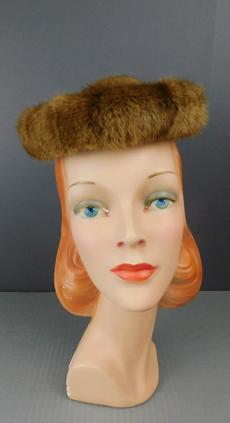 Vintage Mink Fur Topper Hat 1950s, Open top Evening